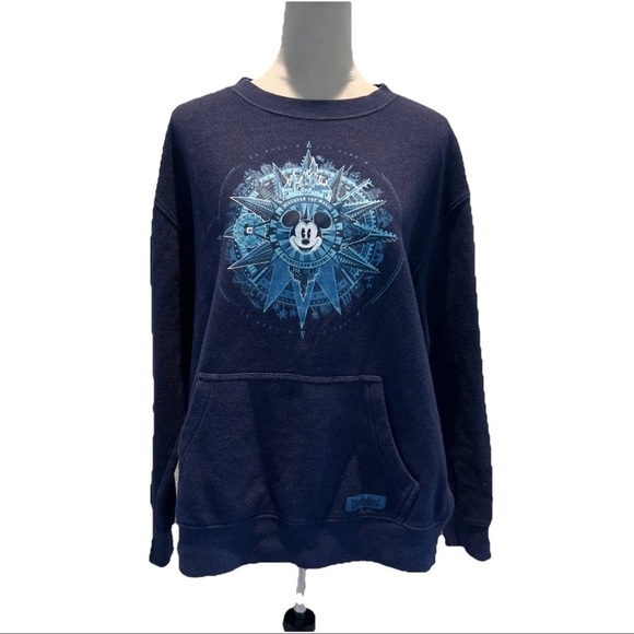 Disney Tops - Disneyland Resorts Unisex Sweatshirt Blue L Latitude Longitude front pocket